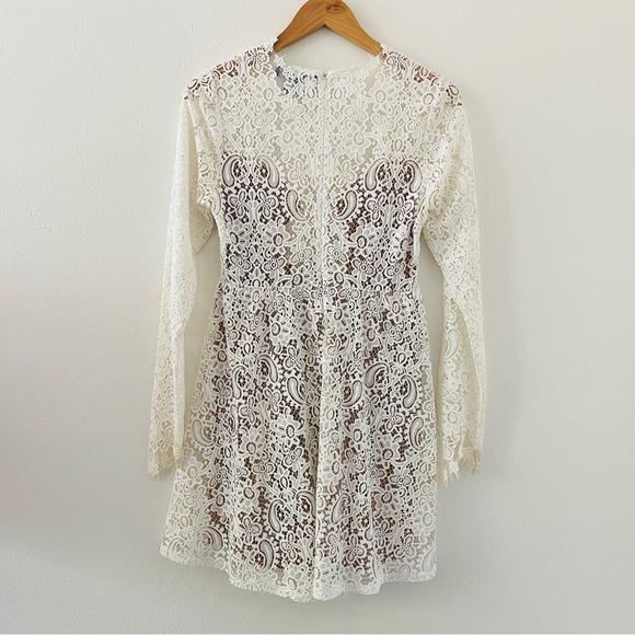 For Love and Lemons Charlie Mini Dress - White Long Sleeve Lace - Picture 7 of 9
